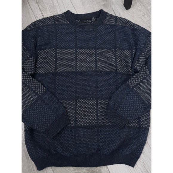 Vintage Bill Blass Mens Sweater Medium Blue Textured Knit Long Sleeve Pullover - Picture 2 of 6